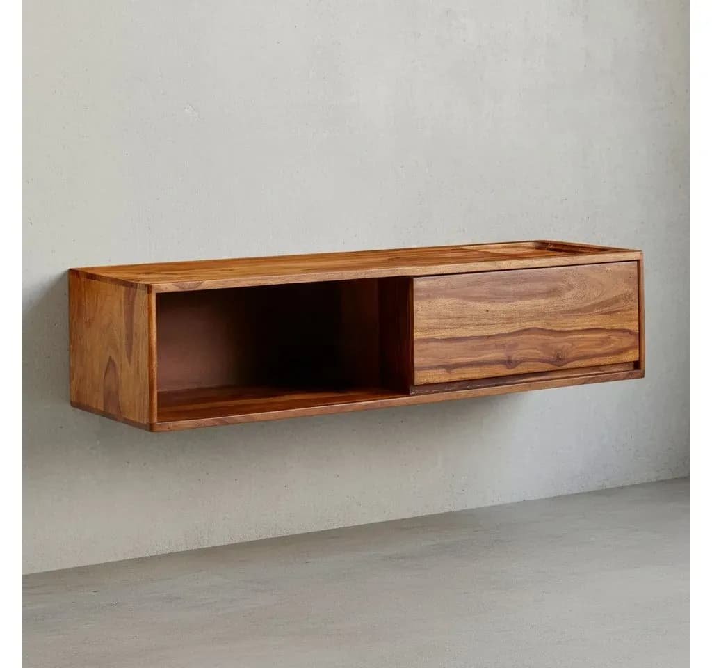 Lowboard 108x25x34 cm Braun MDF/Massivholz