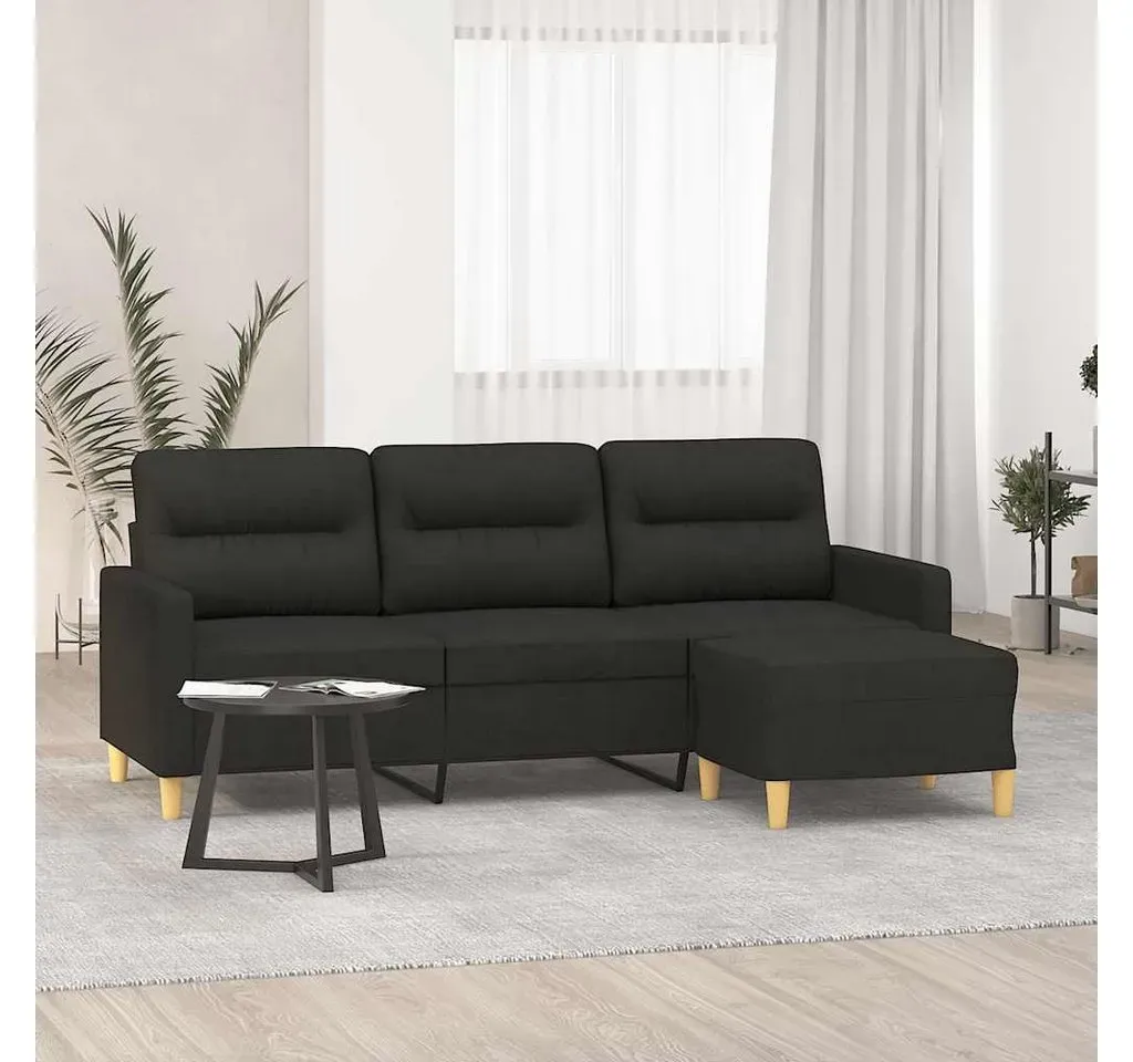 Couch Polyester 3-Sitzer Schwarz