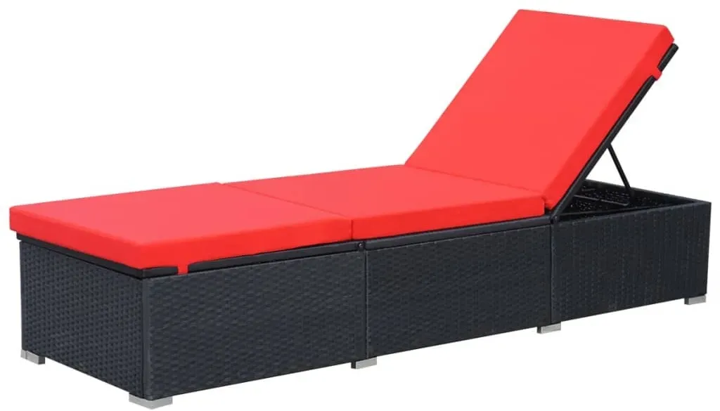 Sonnenliege 195 x 60 x 31 cm schwarz/rot
