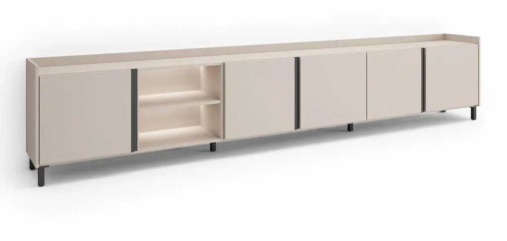 Lowboard 309x61 cm Beige Holzwerkstoff