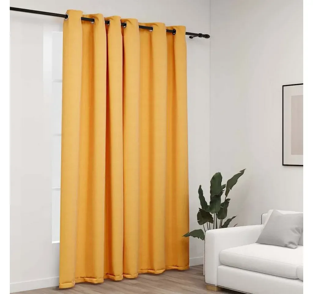 Verdunkelungsvorhang Ösen 290 x 245 cm gelb Leinenoptik