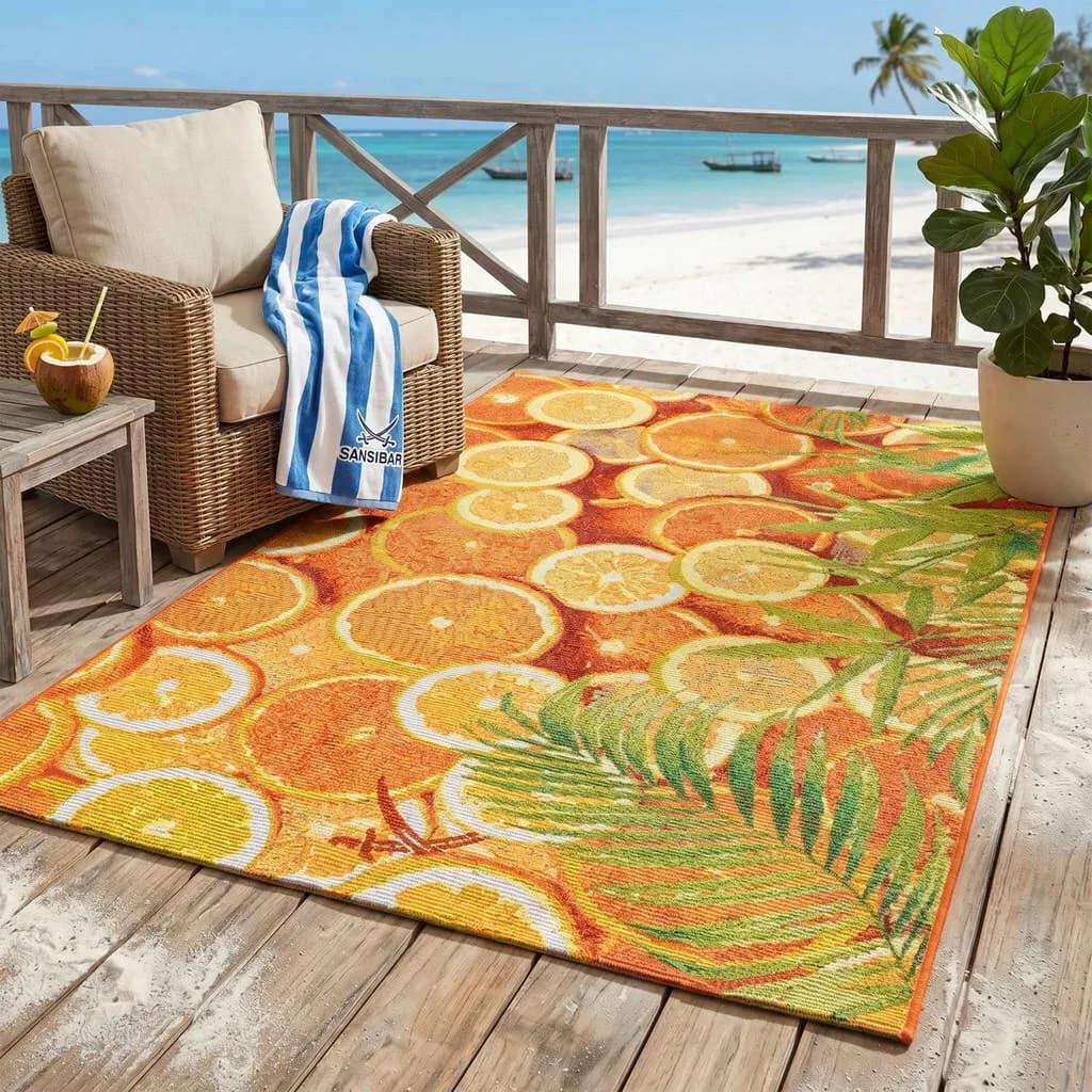 Rantum Beach 001 Outdoor-Teppich 60 x 100 cm Orange