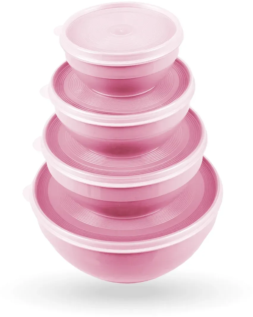 Frischhaltedose rund rosa 23 cm x 23 cm x 10 cm 2,5 l 4-teiliges Set