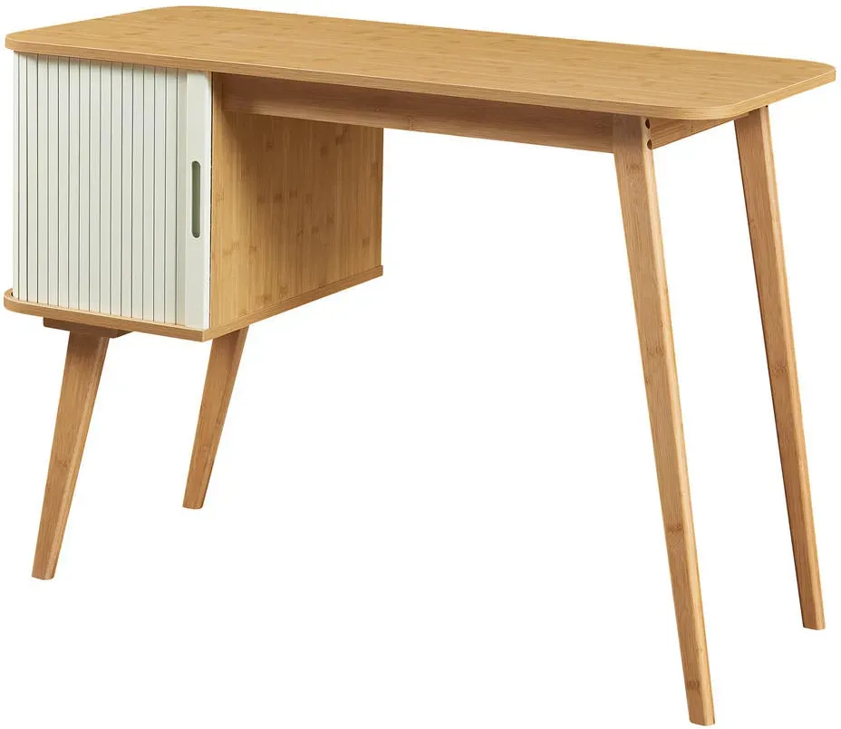 Schreibtisch Tysvær Bambus / Cremeweiß