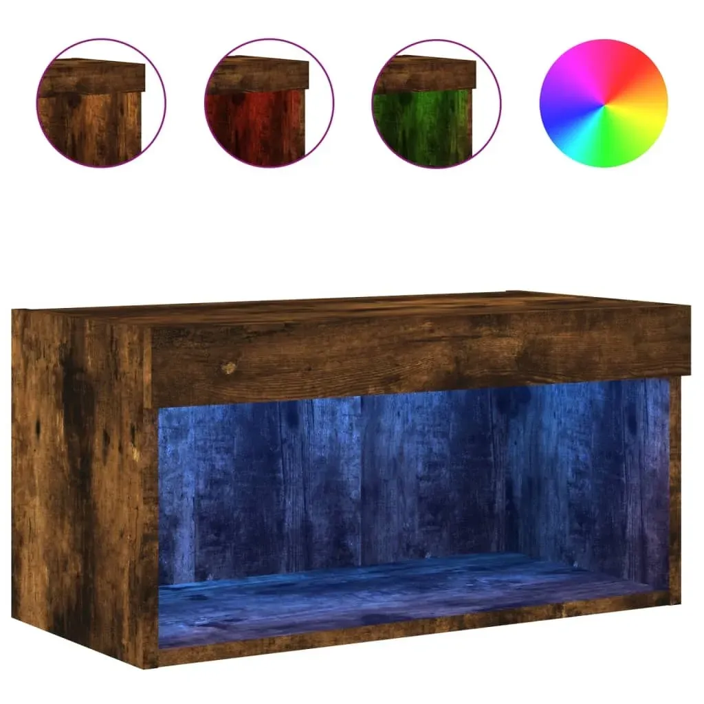 TV-Schrank mit LED-Leuchten 60x30x30 cm Braun Holz