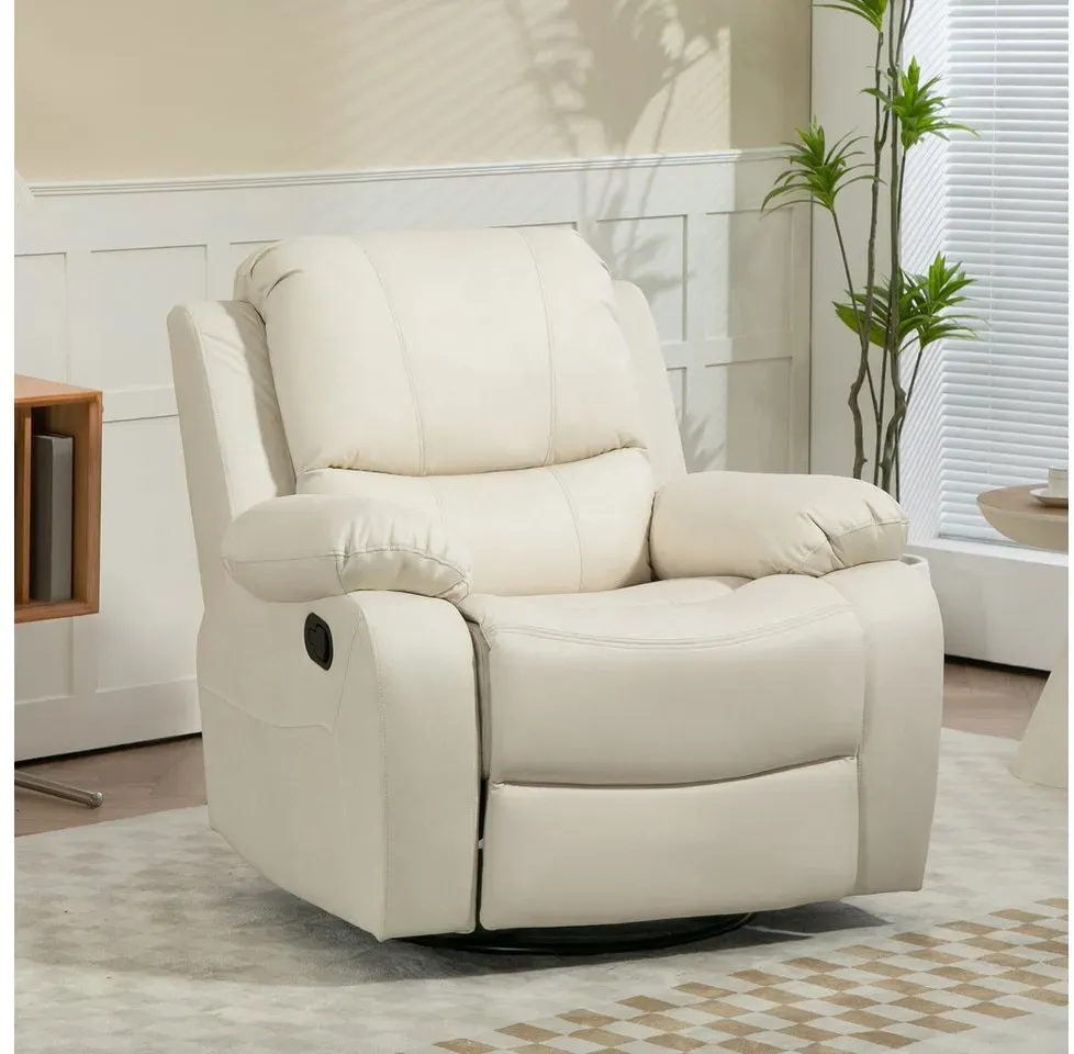 Relaxsessel Fernsehsessel mit Liegefunktion 100 x 98 x 93 cm Cremeweiß