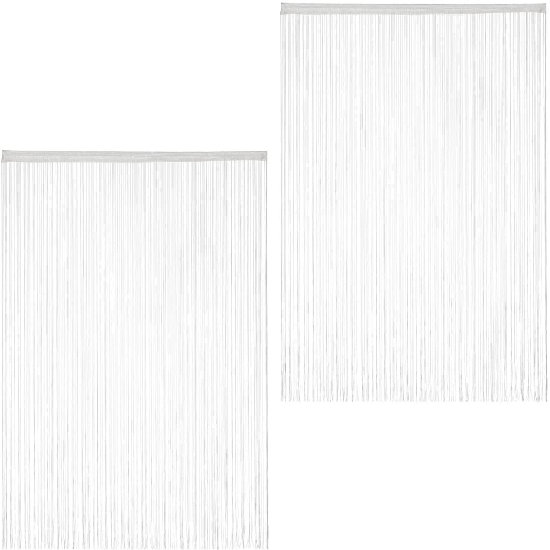 Fadenvorhang Stangendurchzug 145 x 245 cm Weiß 2er Set
