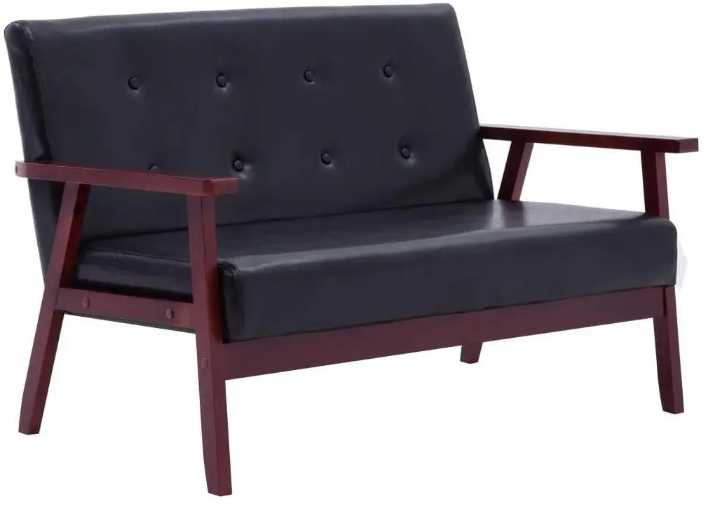 Couch Kunstleder 2-Sitzer Schwarz