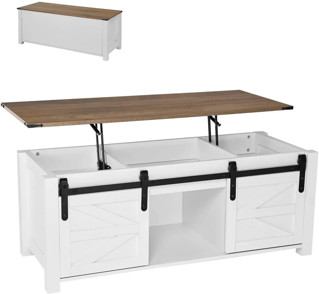 Lift Top Couchtisch Weiß MDF 120 x 0 x 0 cm