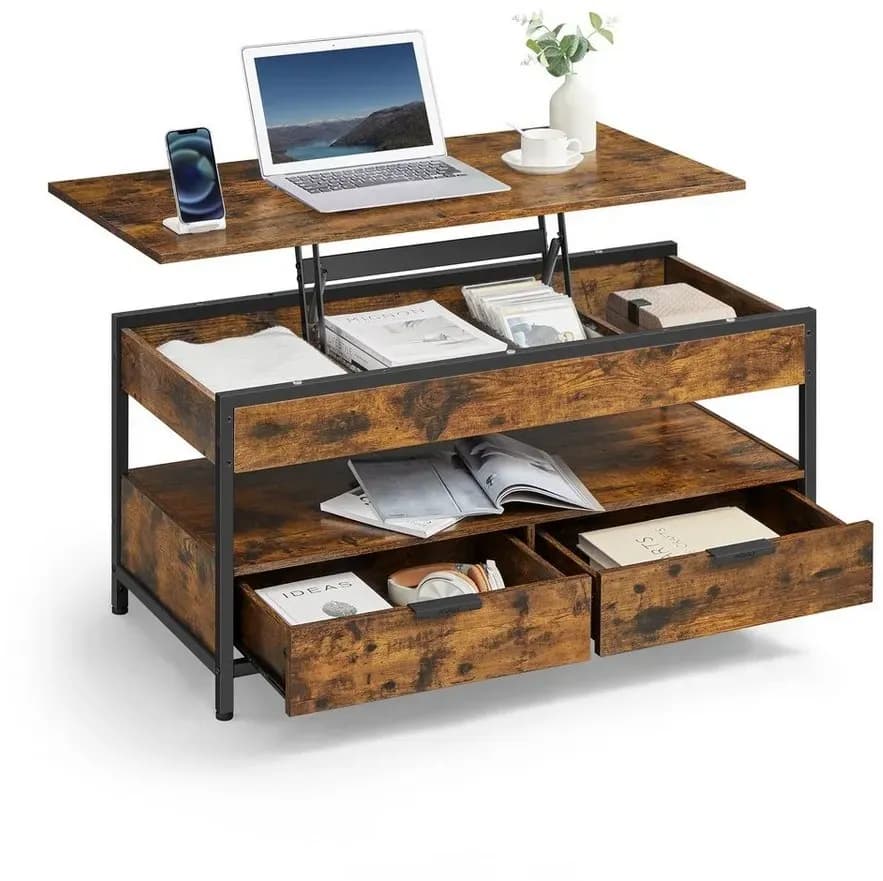 Couchtisch höhenverstellbar Braun Schwarz 50 x 100 x 48-63 cm