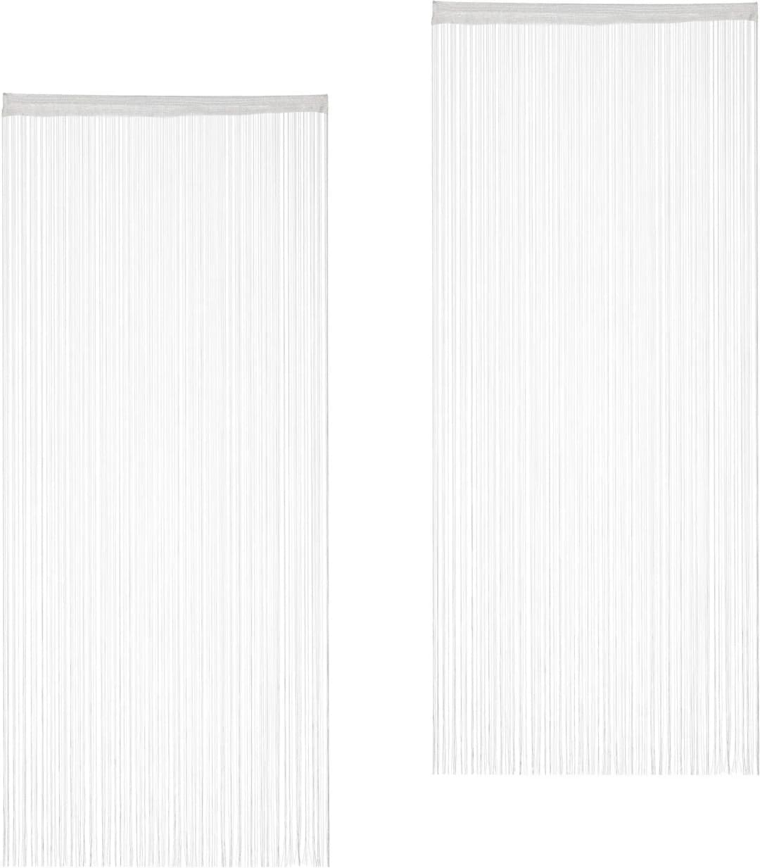 Fadenvorhang Tunneldurchzug 90 x 245 cm Weiß 2 St.