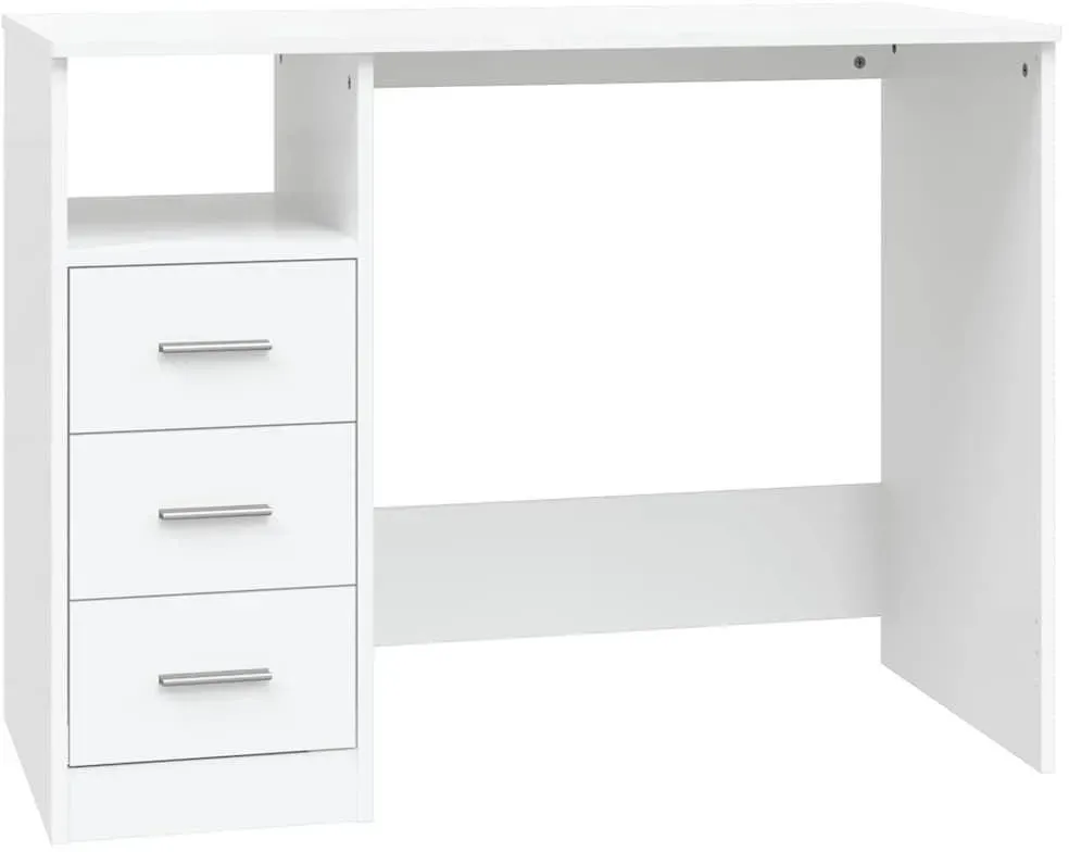 Schreibtisch mit Schubladen Weiß 102x50x76 cm Holzwerkstoff