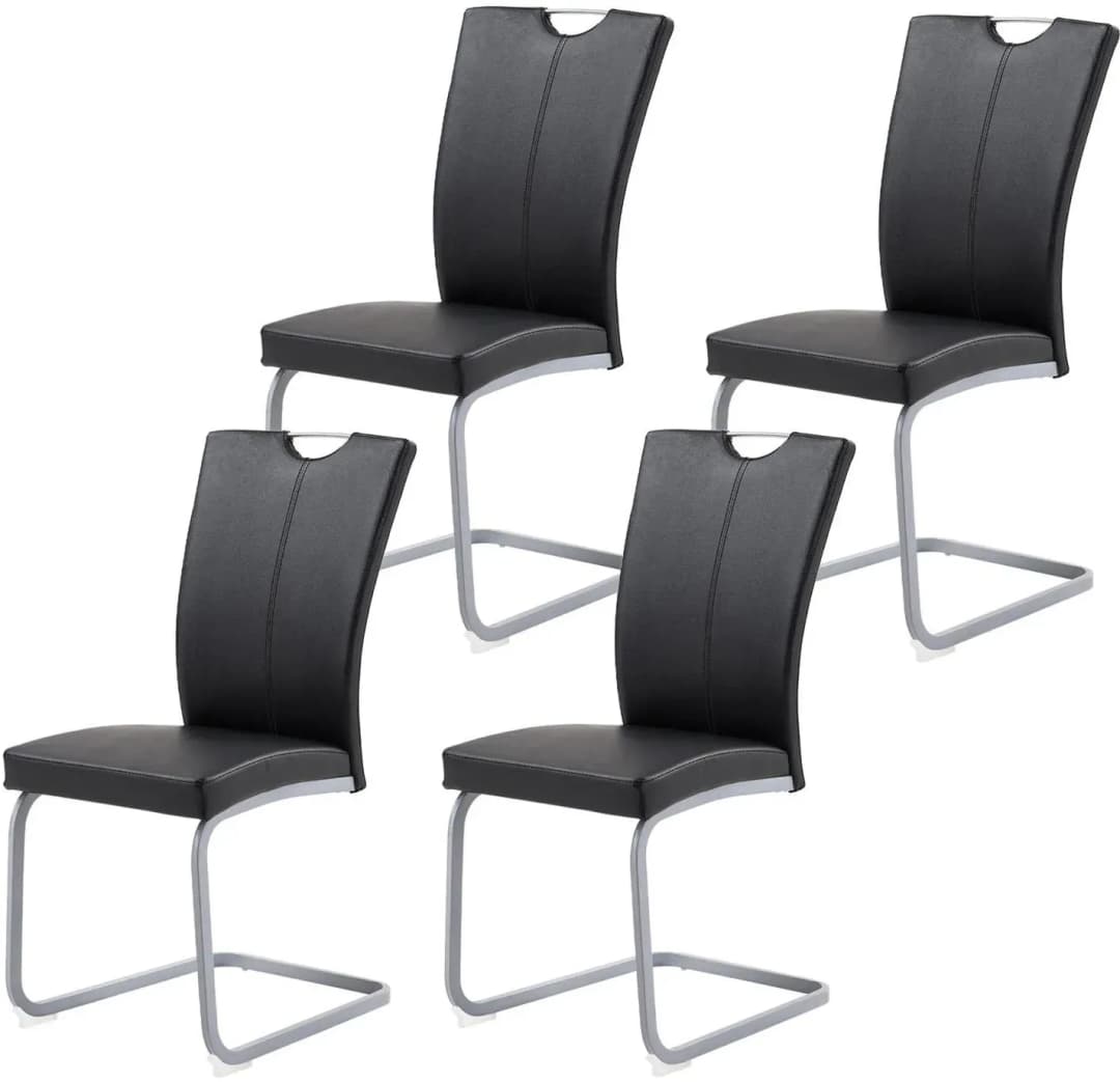 Schwingstuhl Jean Kunstleder schwarz 4er Set