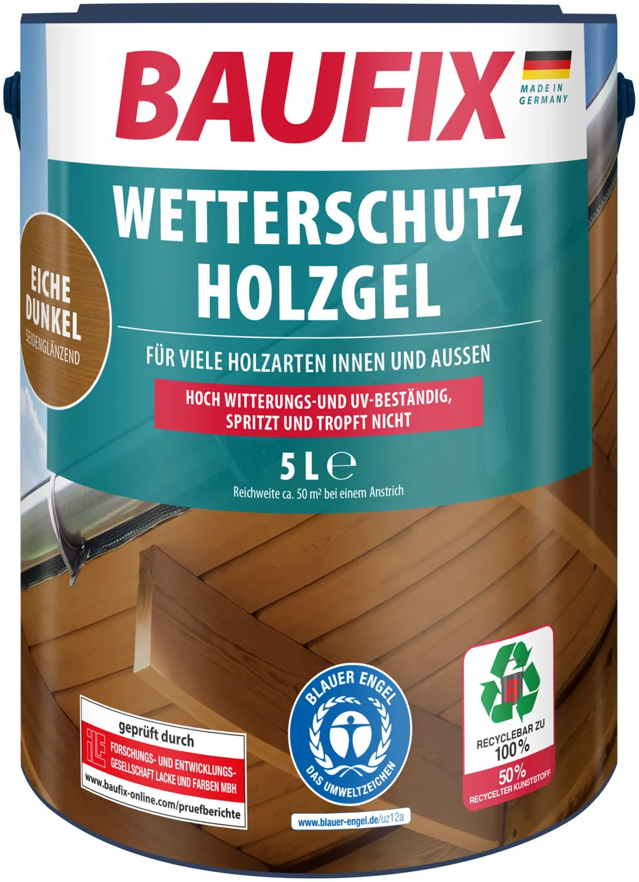Wetterschutz-Holzgel Eiche Dunkel Seidenglänzend 5 l