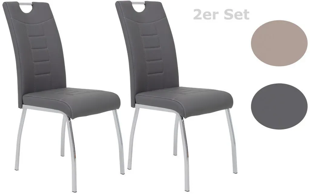 Polsterstuhl Andrea Kunstleder grau 2er Set