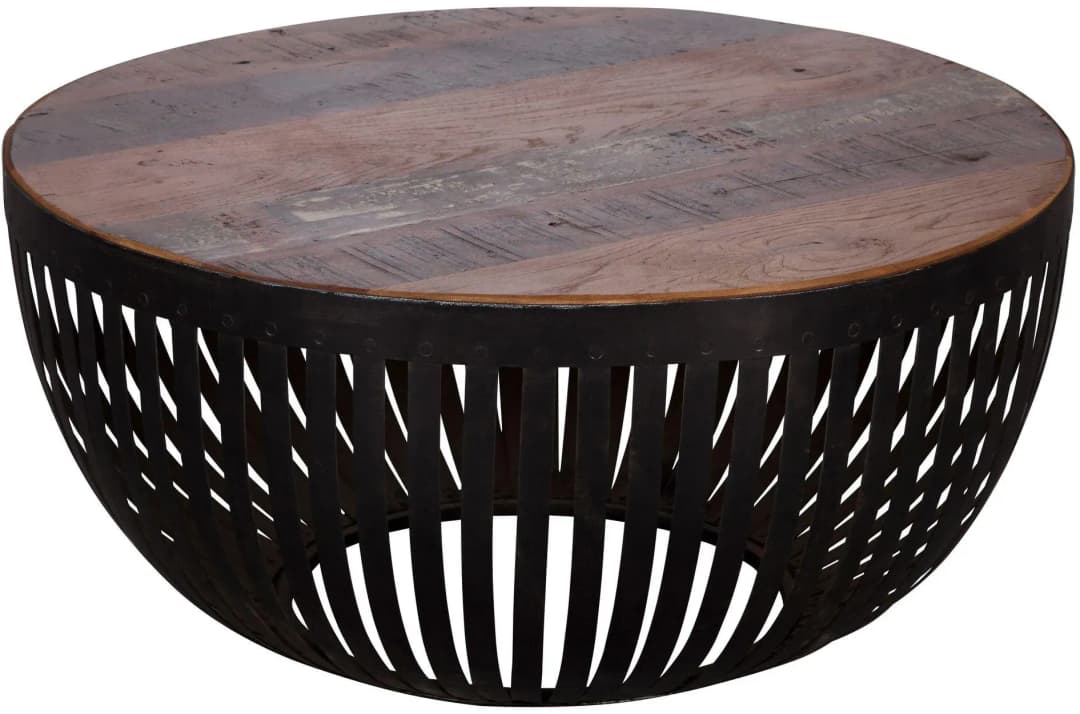 Couchtisch Rund Braun Mangoholz 70 x 33 cm