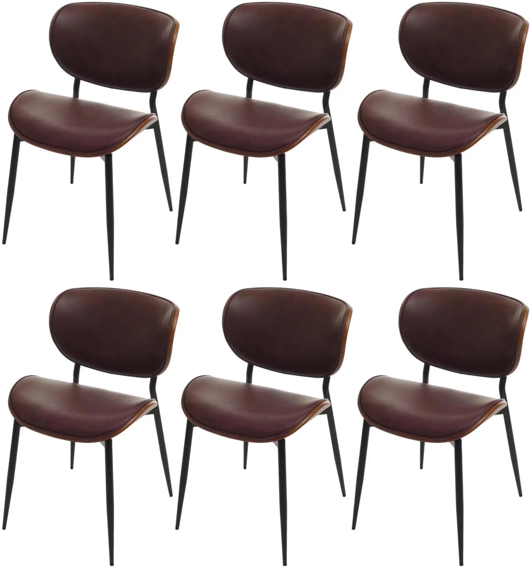 Esszimmerstuhl MCW-O45 Kunstleder vintage braun 6er Set