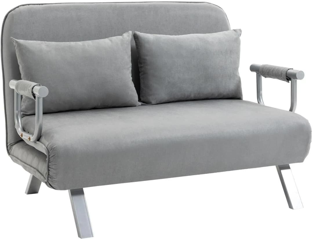 Schlafsofa Zweisitzer Samt 111 x 80 x 78 cm Grau mit Kissen