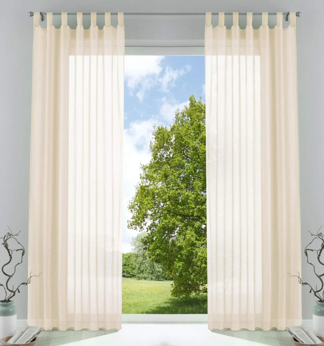 Voile Gardine Schlaufenschal 225 x 140 cm Creme 2 St.