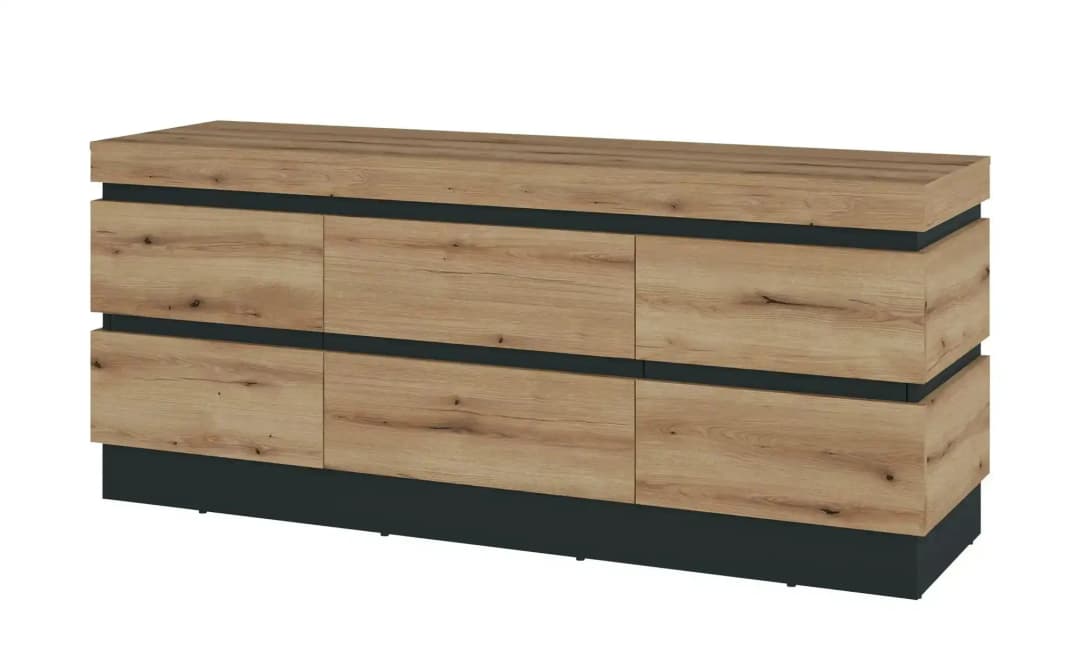 Corte TV-Lowboard 161x68x45 cm Grau/Eiche Holz