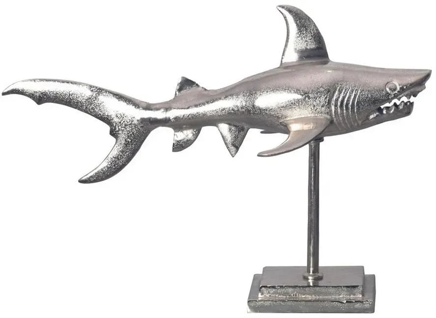 WL7.170 Dekofigur Hai Aluminium Silber mit Sockel