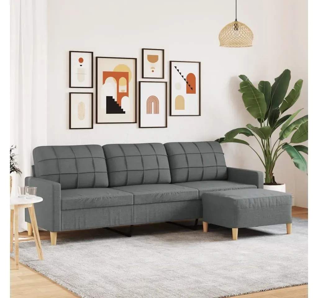 Couch Polyester 3-Sitzer Dunkelgrau