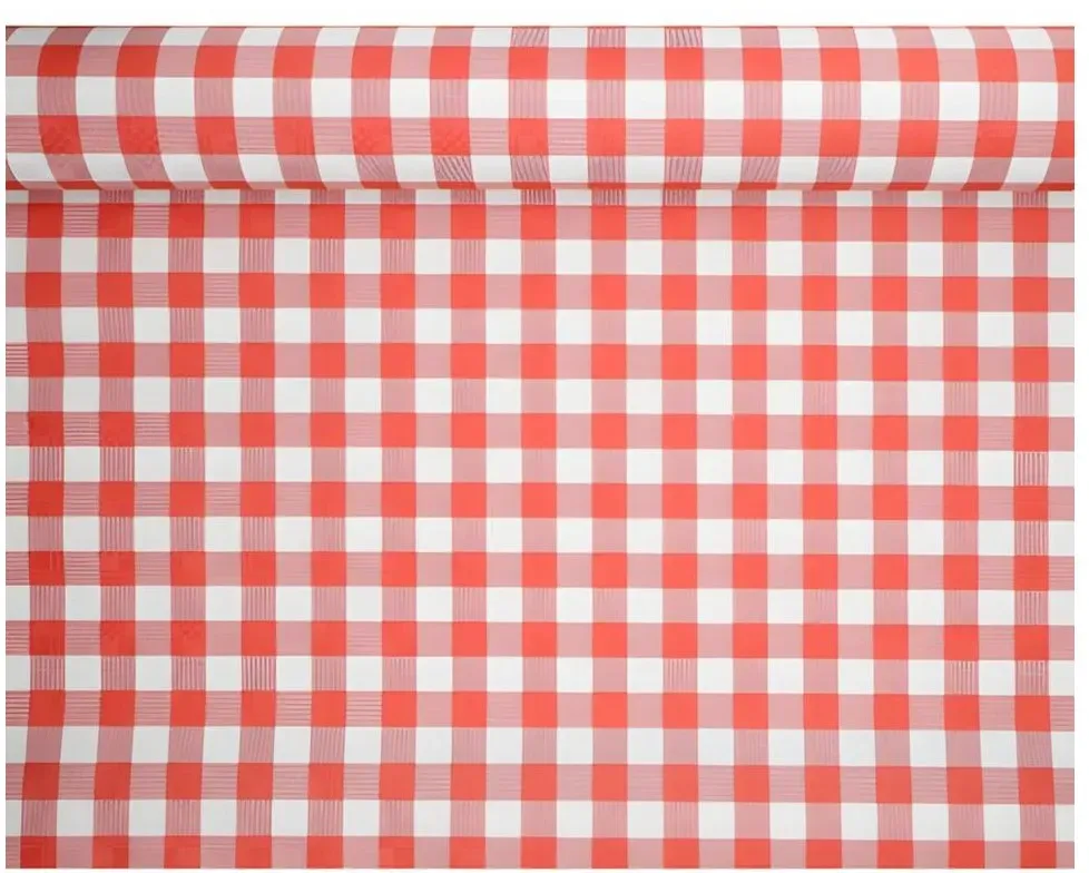 Tischdecke Vichy Karo 88163 100 x 500 cm Rot, Weiß