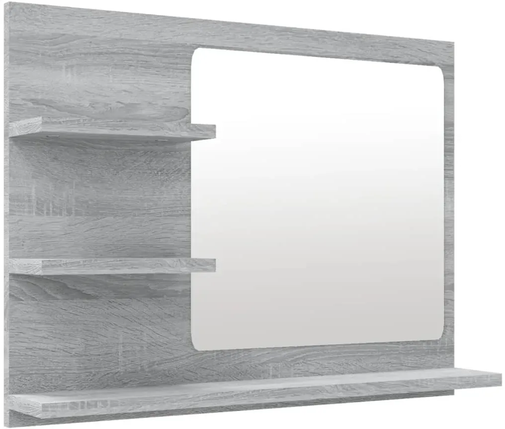 Badspiegel Grau Sonoma 60x10,5x45 cm Holzwerkstoff