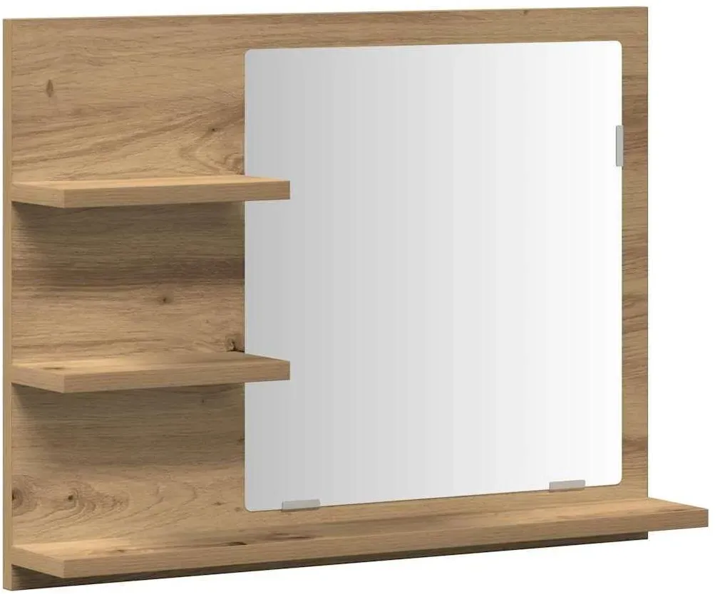 Badspiegel mit Ablagen Artisan-Eiche 60x10,5x45 cm