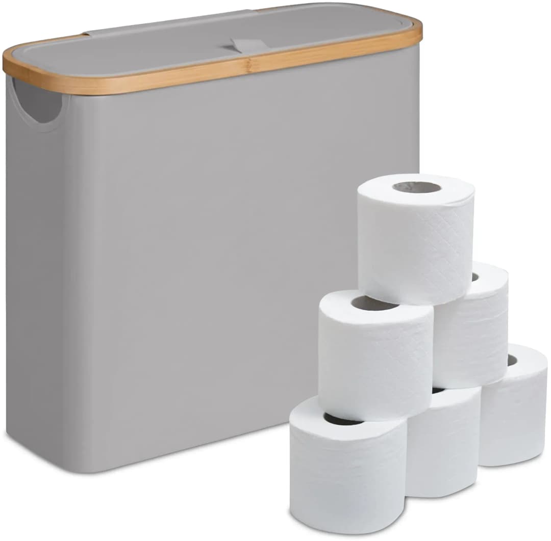 Toilettenpapier Aufbewahrung, 12 Rollen, Hellbraun,Grau