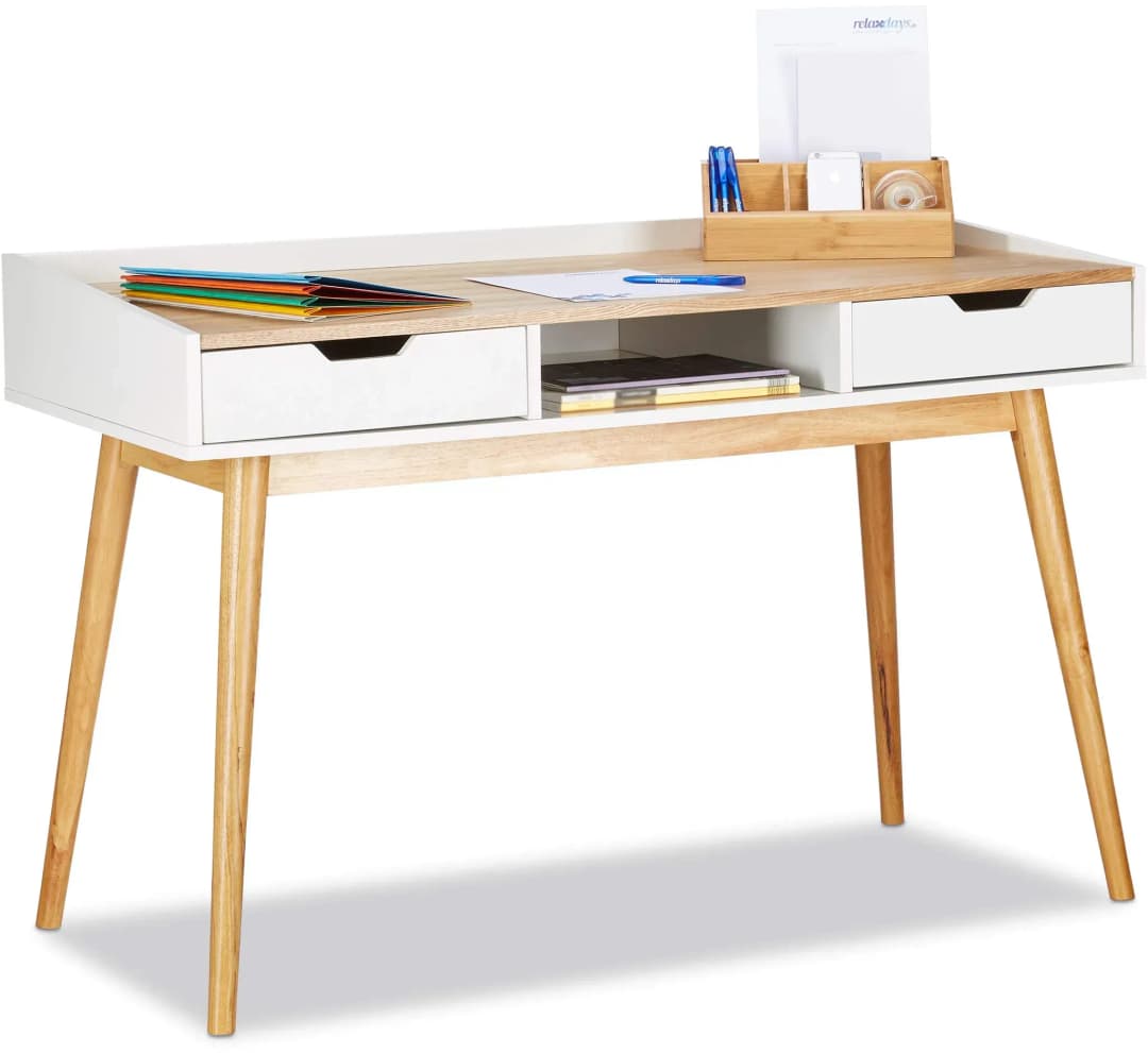 Schreibtisch Kiefer Weiß / Braun