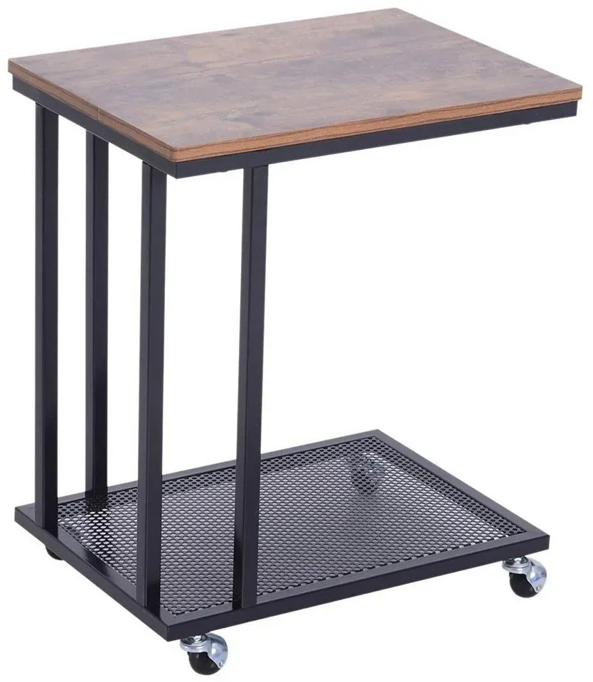 Beistelltisch C-Form Schwarz Walnuss 51 x 36 x 65 cm