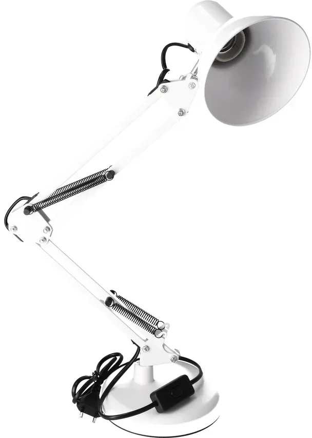 Retro Schreibtischlampe Arbeitslampe EDO PIXI E27 Weiß mit Clip