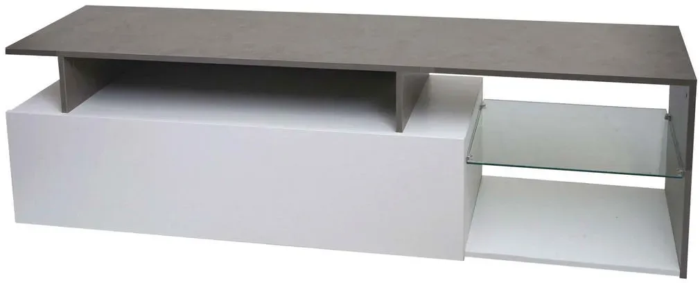 L35 TV-Lowboard 170x47x40 cm Grau/Weiß Holz