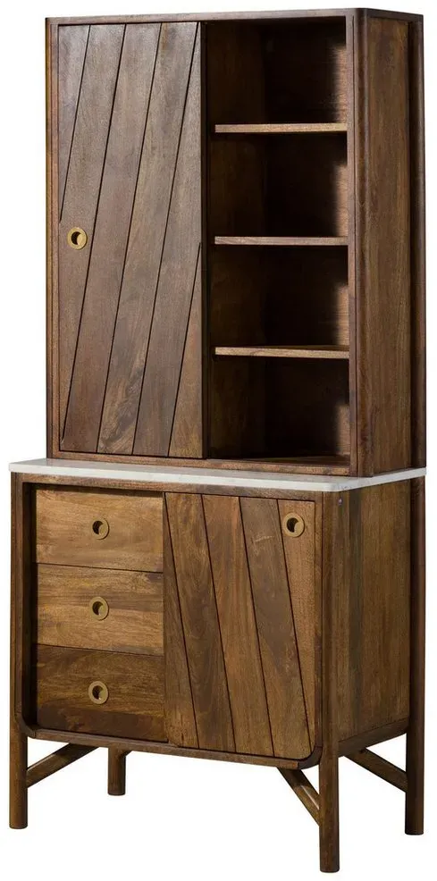 Buffet Mango 80x45x180 braun geölt / echter Marmor LOS ANGELES #04