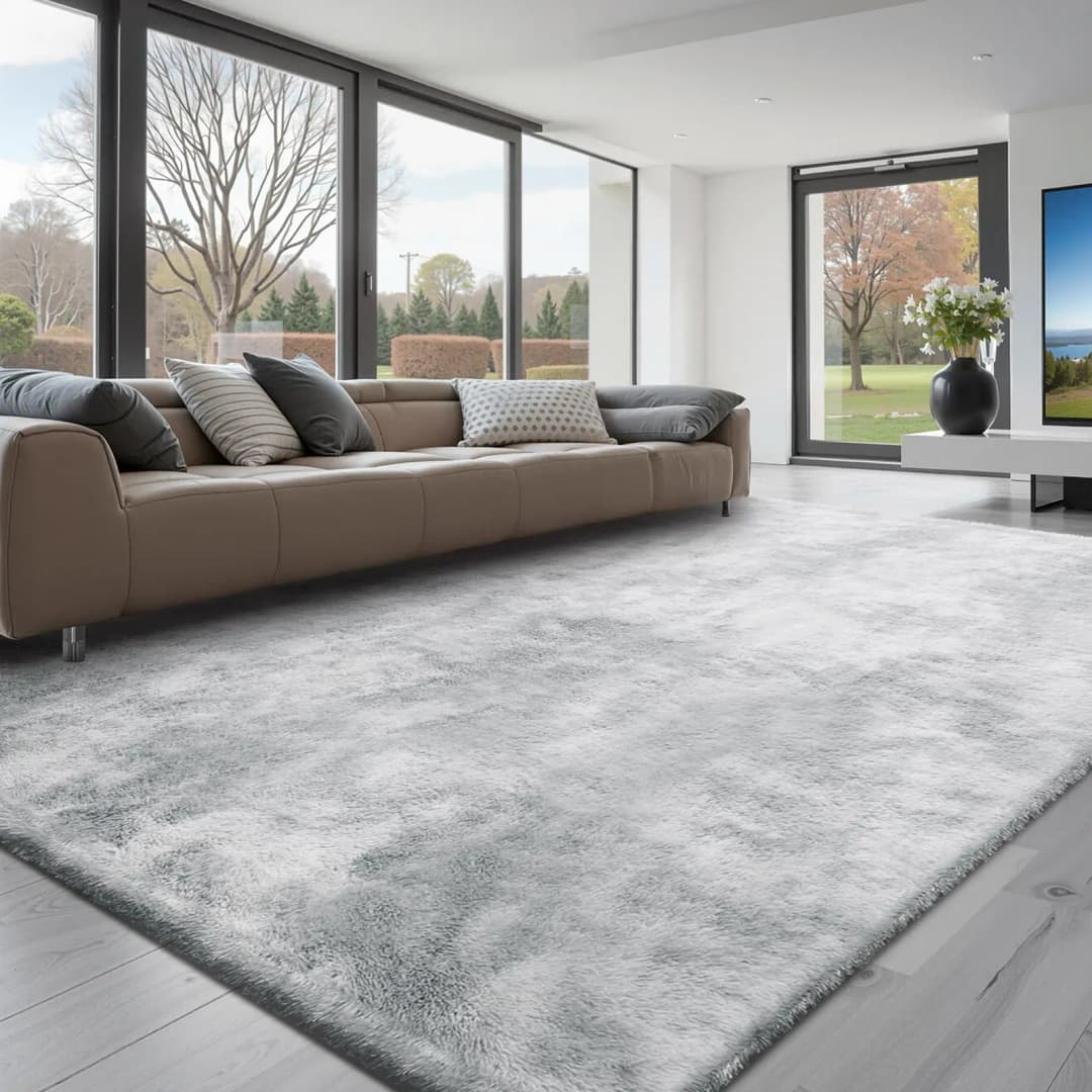 Hochflor Teppich 274,3 x 365,8 cm Silber