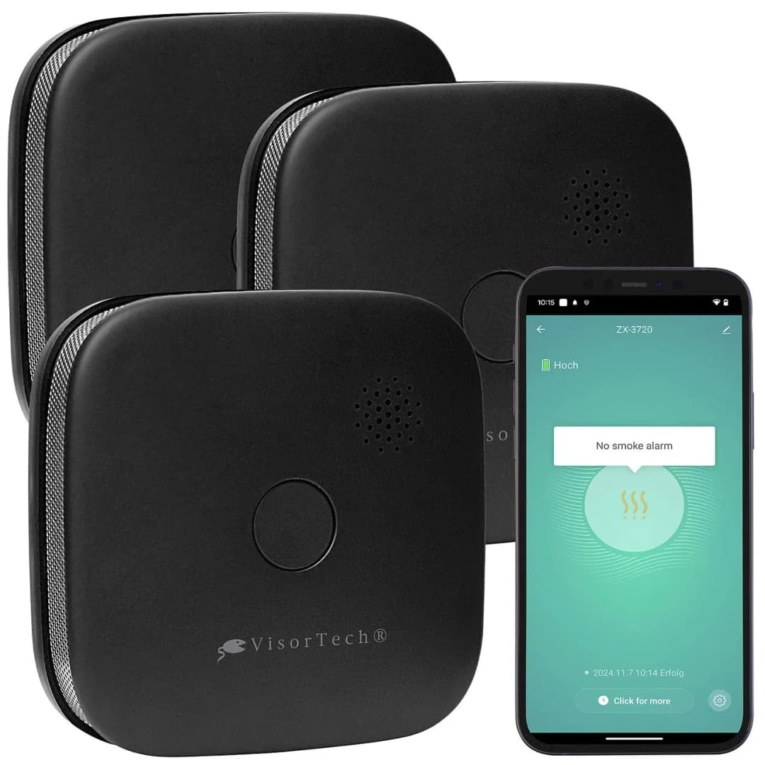kompakte WLAN-Design-Rauchwarnmelder Schwarz 3 St.