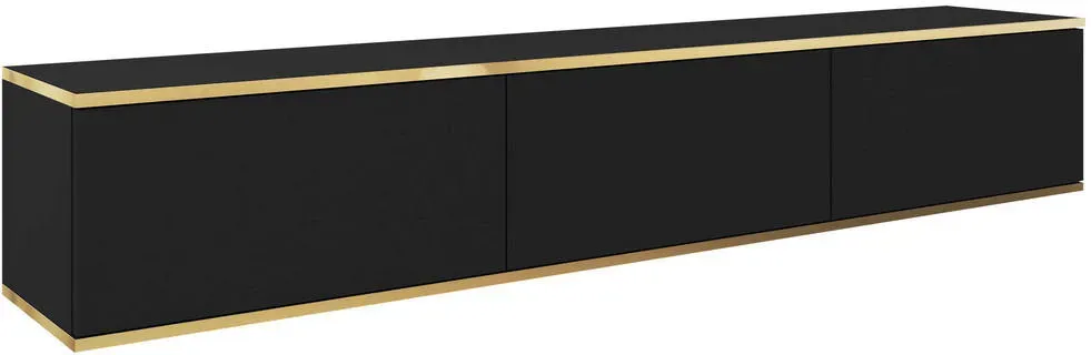 Orenate TV-Lowboard 175x30x32 cm Schwarz/Gold Holzwerkstoff