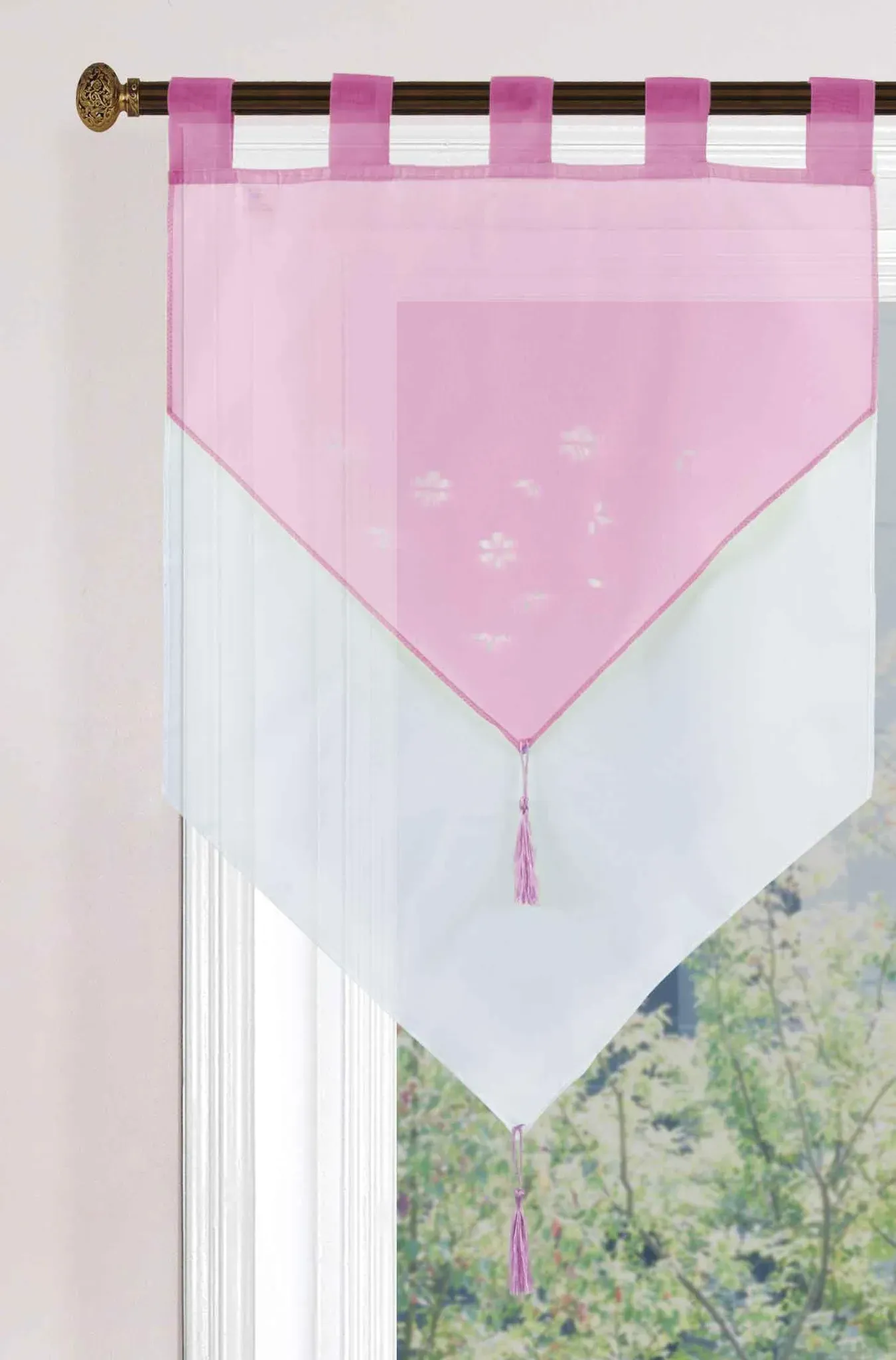 Scheibengardine Schlaufen 90 x 60 cm Rosa