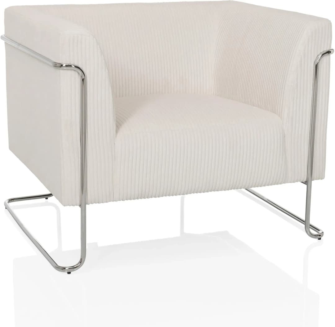 Loungesessel Curacao Cord 73 x 53 x 88 cm Weiß höhenverstellbar
