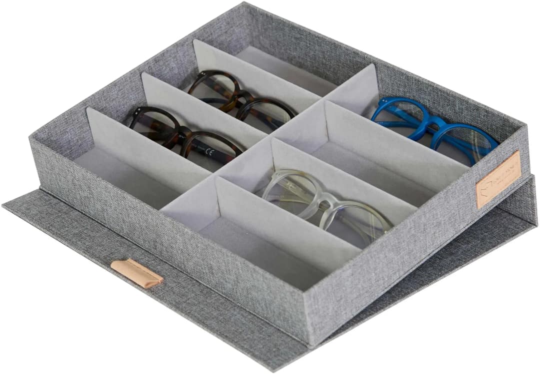 Brillenbox Premium 32 x 25 x 5,5 cm 8-tlg. hellgrau