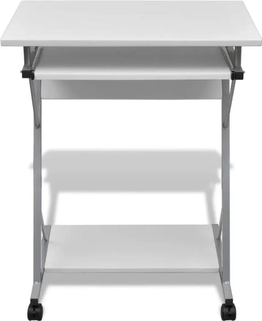 Computertisch Computerwagen PC Tisch Bürotisch Laptop auf Rollen weiß