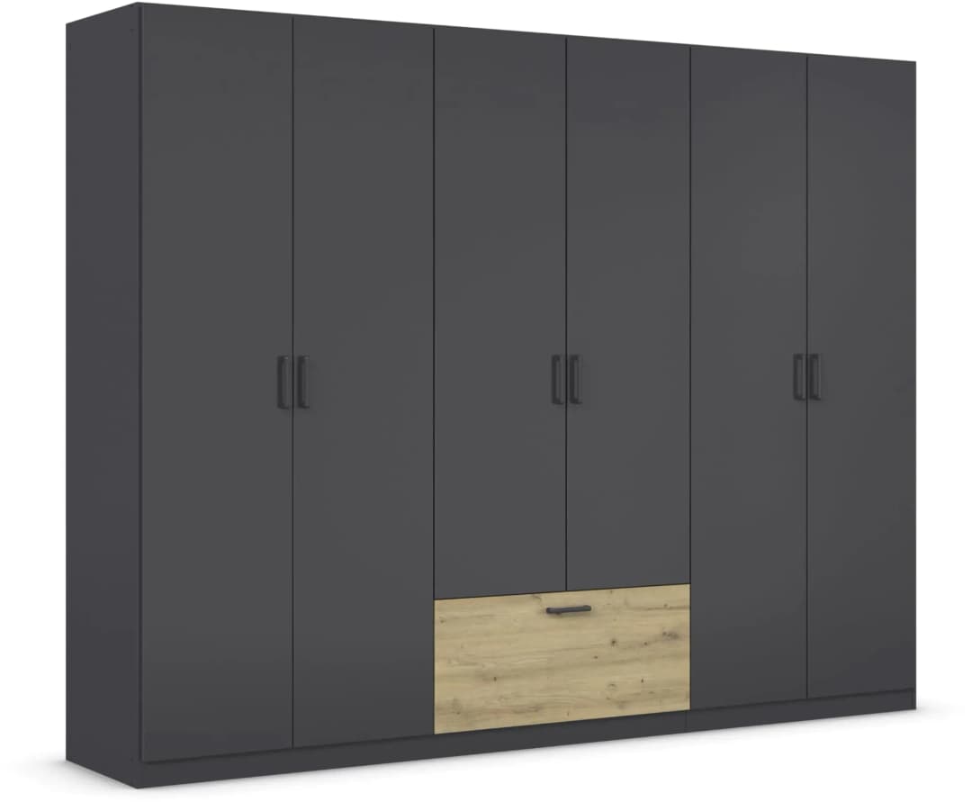 Drehtürenschrank Bari 270 x 210 x 54 cm Grau/Eiche