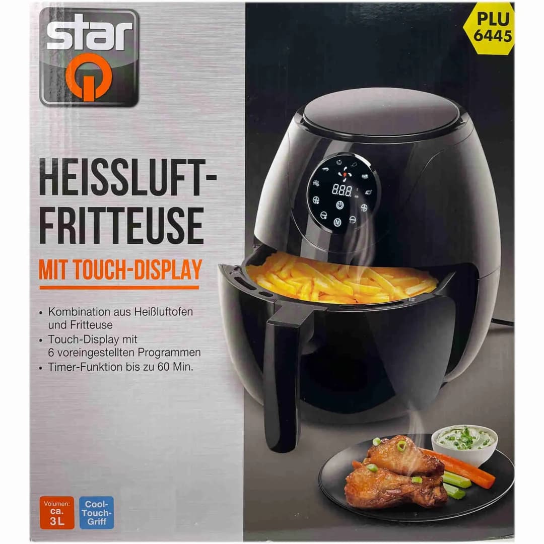 Digitale Heißluftfritteuse 3L schwarz