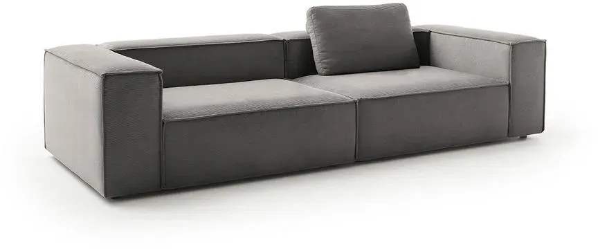 Couch Feincord 3-Sitzer Grau
