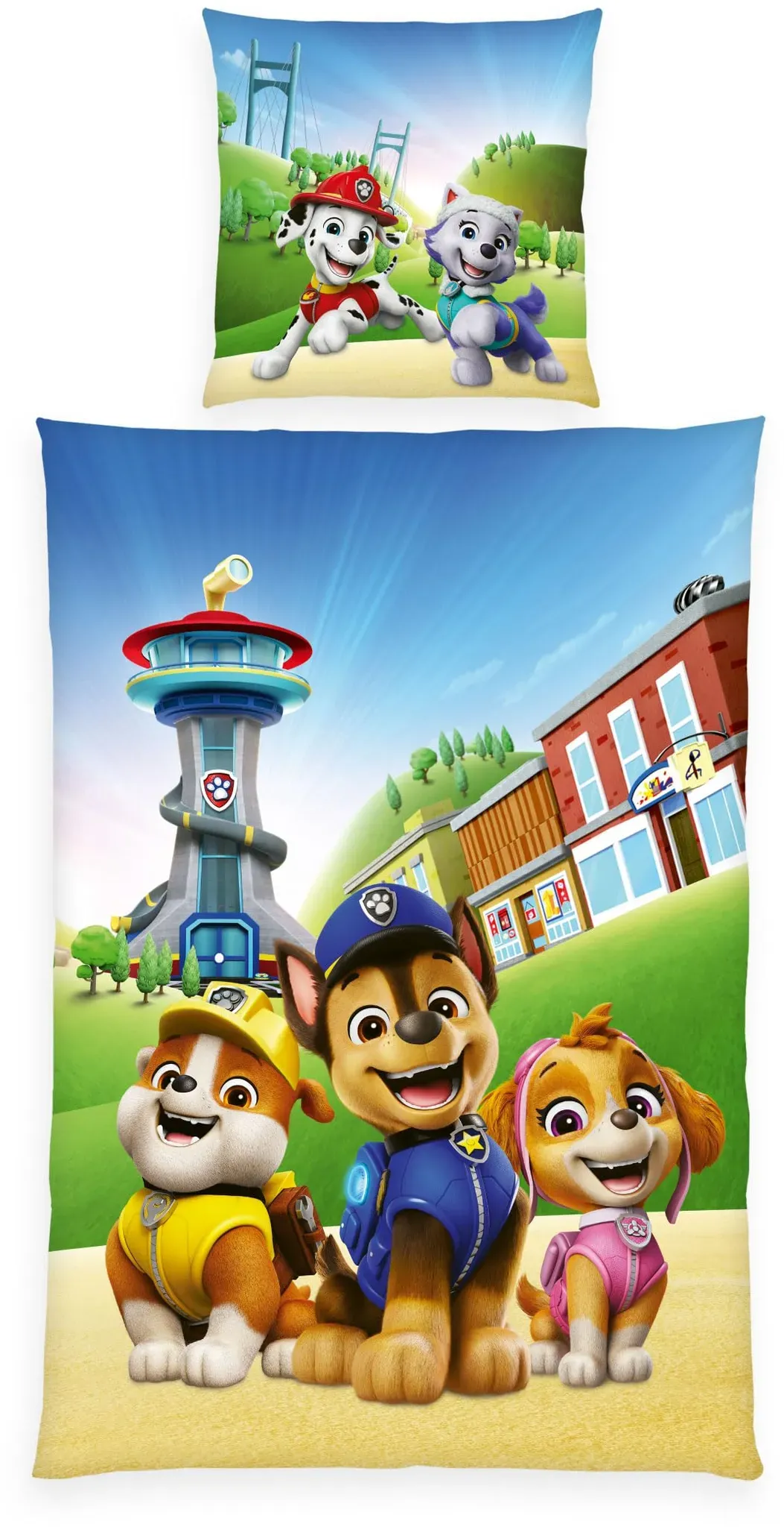 Paw Patrol Mehrfarbig Baumwolle Blau 135 x 200 cm + 80 x 80 cm