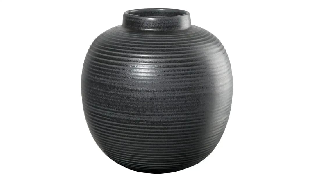Vase Japandi ¦ schwarz ¦ Steingut ¦ Maße (cm): H: 29 Ø: 26.5