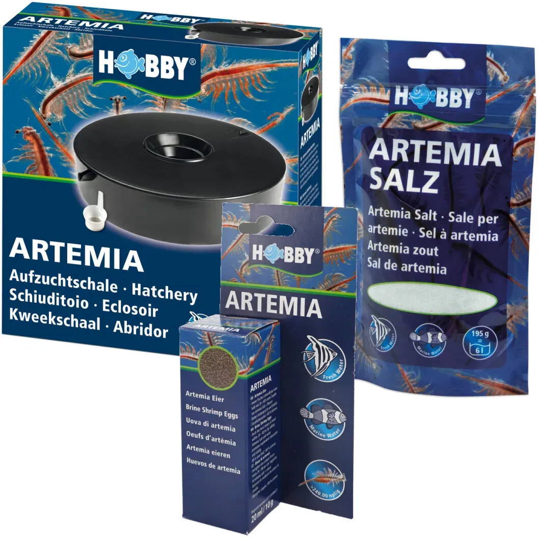 Set zur Artemia Aufzucht: Aufzuchtschale + 20 ml Eier + 195g Salz