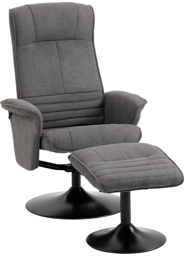 Relaxsessel Samt 69 x 104 x 71 cm Dunkelgrau mit Fußhocker