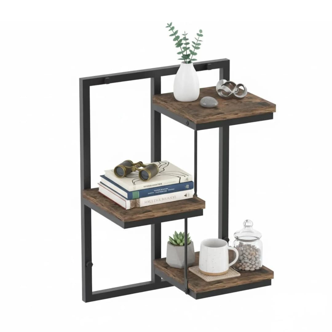 Wandregal 32,5 x 19 x 45 cm Schwarz/Braun